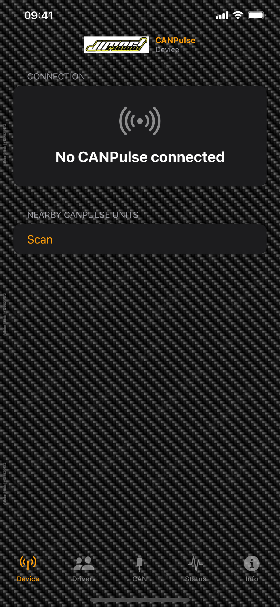 CANPulse iPhone device connection screen