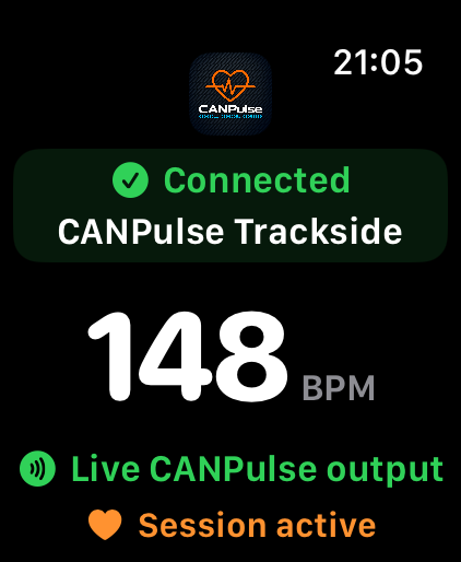 CANPulse Apple Watch showing live heart rate sent to the car
